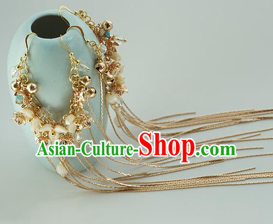 Top Grade Chinese Classical Ming Dynasty Jewelry Accessories Handmade Ancient Hanfu Golden Tassel Hair Clasp for Women