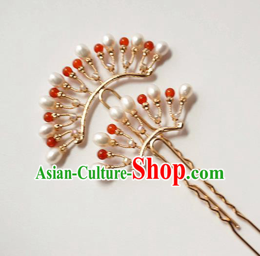 Handmade Chinese Tang Dynasty Hair Clip Traditional Hair Accessories Ancient Court Classical Golden Hairpins for Women