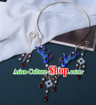 Chinese Handmade Precious Stones Necklet Decoration Traditional Ming Dynasty Cloisonne Phoenix Necklace Accessories for Women