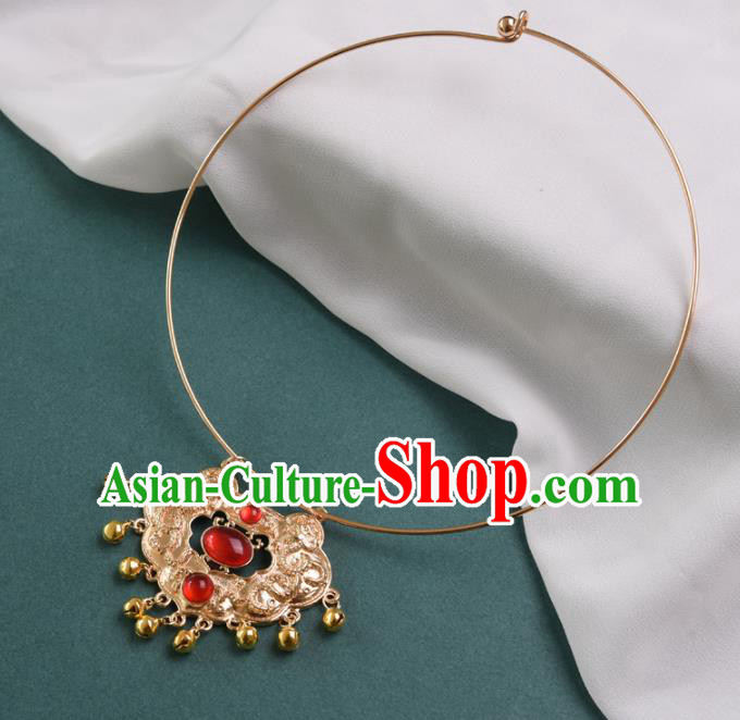 Chinese Handmade Golden Necklet Decoration Traditional Ming Dynasty Necklace Accessories Longevity Lock for Women