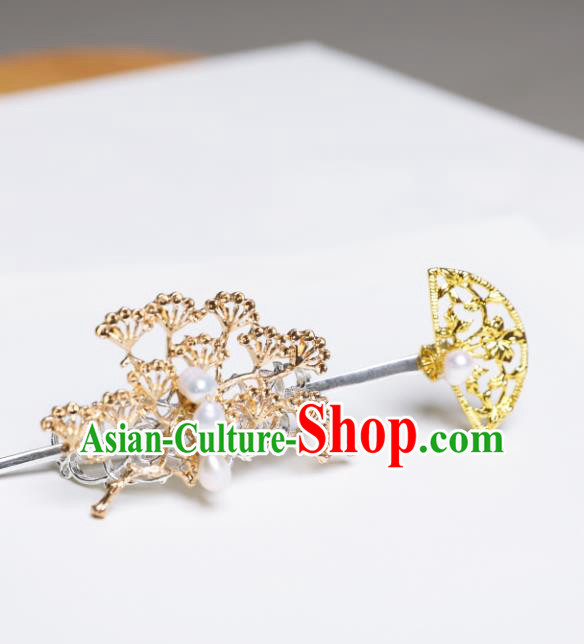 Chinese Traditional Ancient Swordsman Headwear Handmade Jin Dynasty Hairpin and Pine Hair Crown