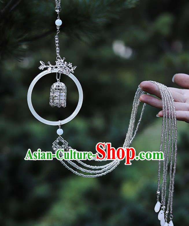 Top Grade Chinese Classical Argent Tassel Waist Accessories Handmade Ancient Hanfu Belt Pendant for Women