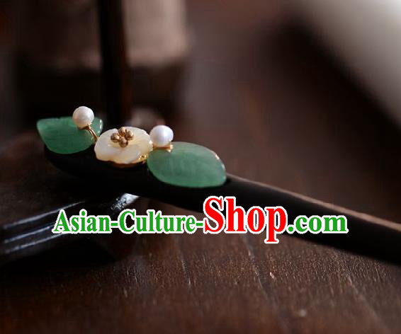 Handmade Chinese Cheongsam Aventurine Hair Clip Traditional Hanfu Hair Accessories Shell Ebony Hairpins for Women