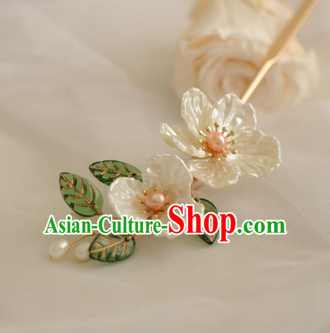 Chinese Cheongsam Shell Plum Blossom Hair Clip Traditional Hanfu Hair Accessories Handmade Flowers Hairpins for Women