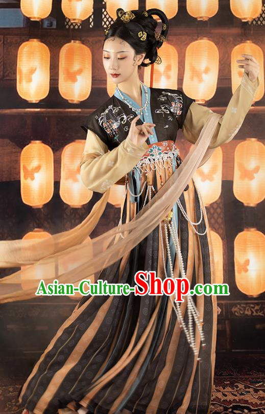 Traditional Chinese Tang Dynasty Court Lady Dance Dress Hanfu Apparels Ancient Flying Apsaras Historical Costumes Complete Set