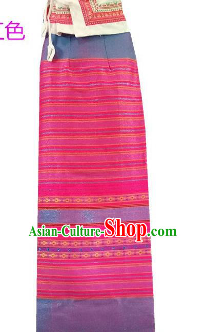 Chinese Dai Nationality Dress Beautician Costumes Traditional Dai Ethnic Pink Straight Skirt for Women