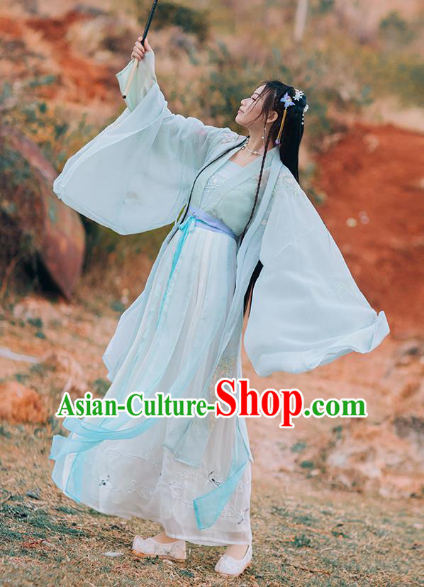 Chinese Tang Dynasty Court Lady Costumes Traditional Ancient Royal Princess Hanfu Garment Embroidered Blouse Strapless and Skirt for Women