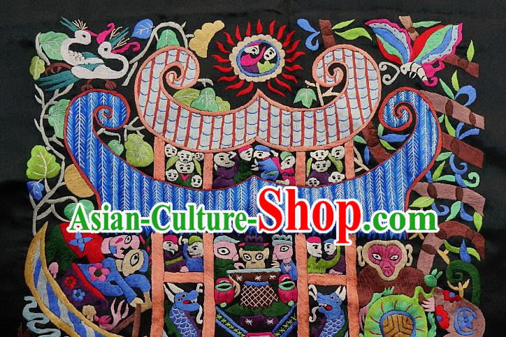 Chinese Traditional Embroidered Character Fabric Patches Handmade Embroidery Craft Miao Ethnic Embroidering Applique Accessories