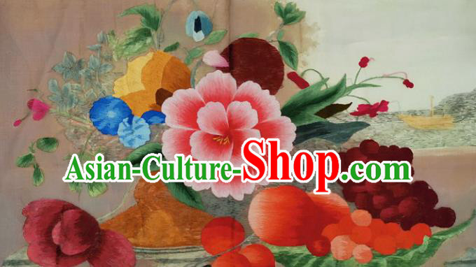 Chinese Traditional Embroidered Decorative Painting Handmade Embroidery Craft Embroidering Flowers Cloth Picture