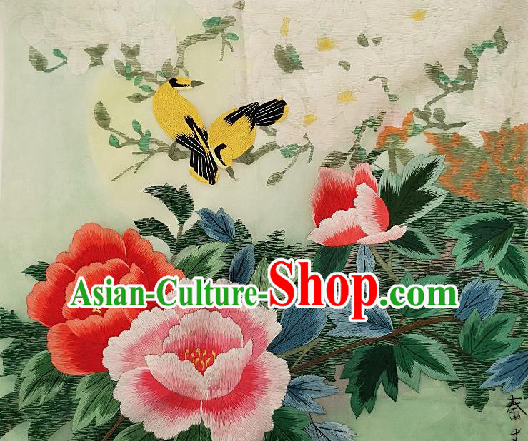 Traditional Chinese Embroidered Magnolia Bird Fabric Patches Handmade Embroidery Craft Accessories Embroidering Peony Applique