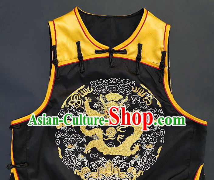 Chinese Traditional Embroidered Dragon Vest Handmade Embroidery Costume Tang Suit Yellow Silk Waistcoat for Women