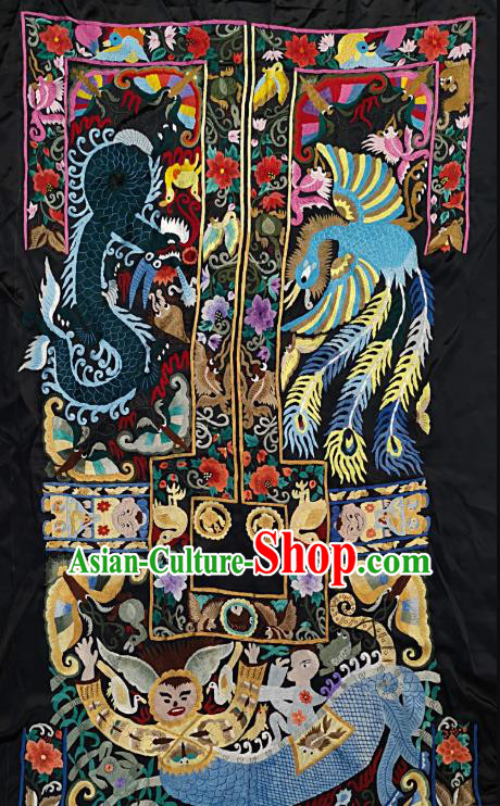 Chinese Traditional Embroidered Fabric Patches Handmade Embroidery Craft Miao Ethnic Accessories Embroidering Dragon Phoenix Applique