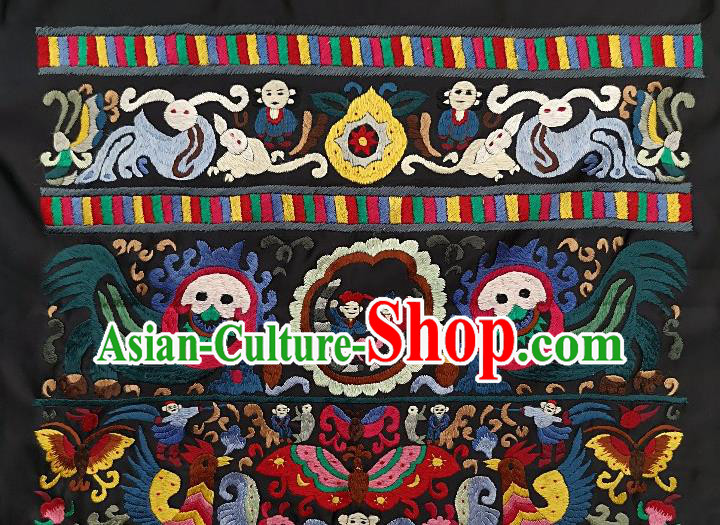 Chinese Traditional Embroidered Red Lion Fabric Patches Handmade Embroidery Craft Miao Ethnic Accessories Embroidering Butterfly Applique