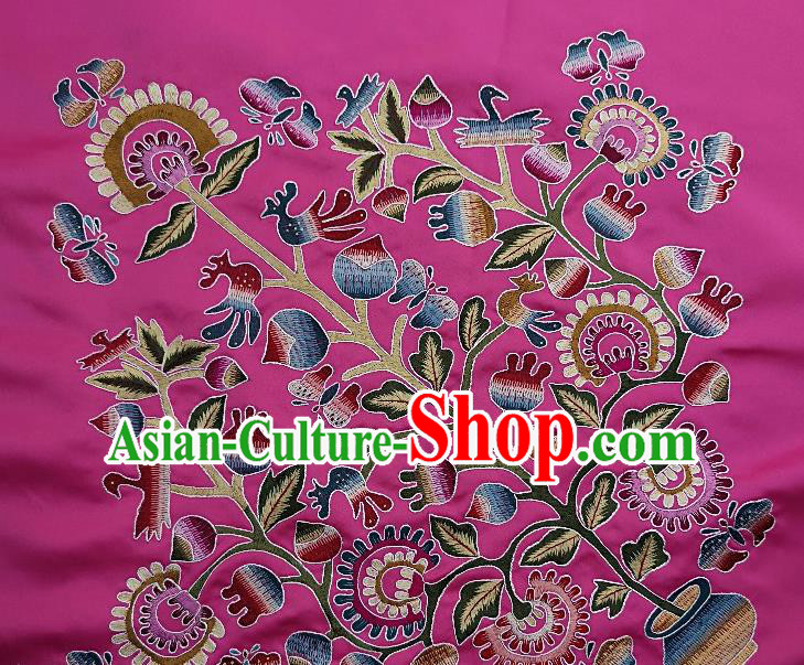 Traditional Chinese Embroidered Flowers Fabric Patches Handmade Embroidery Craft Accessories Embroidering Rosy Silk Cushion Applique