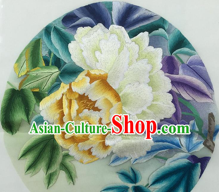 Traditional Chinese Embroidered Peony Fabric Hand Embroidering Dress Applique Embroidery Veil Patches Accessories