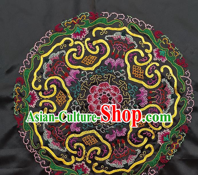 Traditional Chinese Embroidered Pink Bats Fabric Hand Embroidering Dress Round Applique Embroidery Silk Patches Accessories