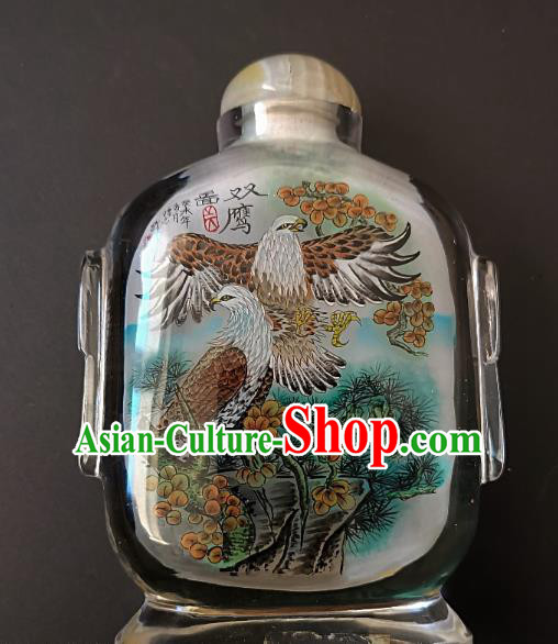 Chinese Snuff Bottle Traditional Handmade Painting Double Eagle Inside Snuff Bottles