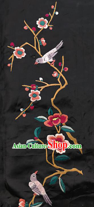 Chinese National Embroidered Plum Blossom Black Silk Painting Traditional Handmade Embroidery Craft Embroidering Decorative Wall Picture