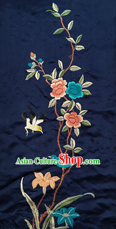 Chinese National Embroidered Yellow Bird Peony Silk Painting Traditional Handmade Embroidery Craft Embroidering Decorative Wall Picture