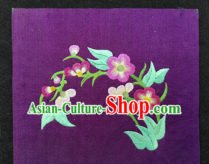 Traditional Chinese Embroidered Flower Purple Silk Patches Handmade Embroidering Dress Applique Embroidery Fabric Accessories