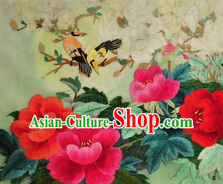 Traditional Chinese Embroidered Magnolia Peony Silk Patches Handmade Embroidering Dress Applique Embroidery Fabric Accessories