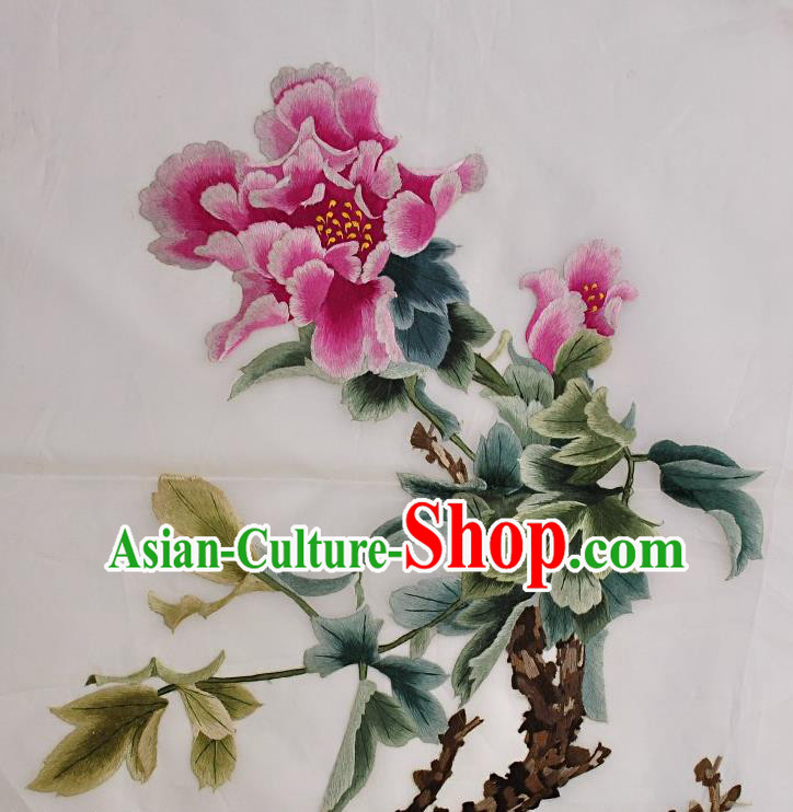 Traditional Chinese Embroidered Peony Cloth Patches Handmade Embroidering Dress Applique Embroidery Silk Fabric Accessories