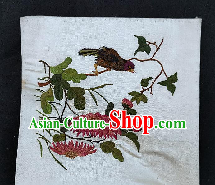 Traditional Chinese Embroidered Chrysanthemum Silk Patches Handmade Embroidery Fabric Accessories Embroidering Dress Applique