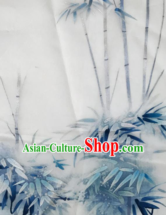 Traditional Chinese Embroidered Blue Bamboo Fabric Hand Embroidering Dress Applique Embroidery Veil Patches Accessories