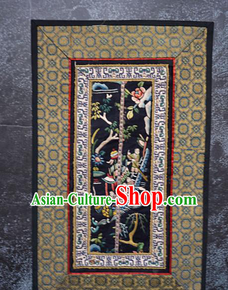 Chinese National Embroidered Dragon Boat Black Silk Paintings Traditional Handmade Embroidery Decorative Picture Craft