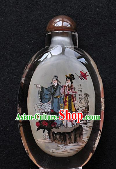 Chinese Handmade Snuff Bottle Traditional Inside Painting Butterfly Love Liang Shanbo and Zhu Yingtai Snuff Bottles Artware