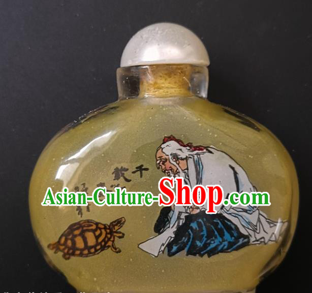 Chinese Handmade Snuff Bottle Traditional Inside Painting Old Man Tortoise Snuff Bottles Artware