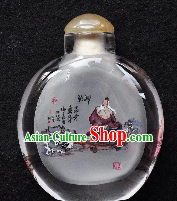 Chinese Handmade Snuff Bottle Traditional Inside Painting The God of River Snuff Bottles Artware