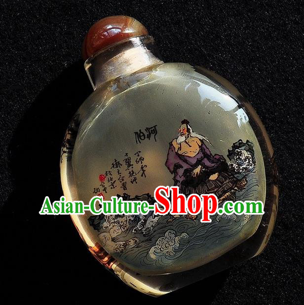 Chinese Handmade Snuff Bottle Traditional Inside Painting The God of River Snuff Bottles Artware