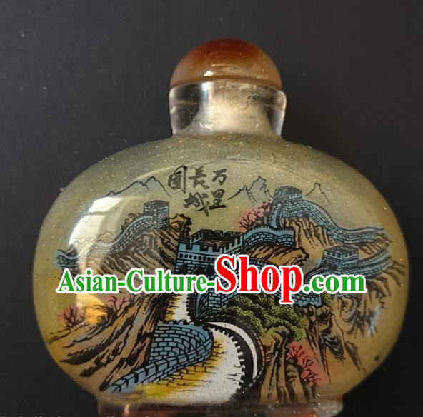 Chinese Handmade Snuff Bottle Traditional Inside Painting Qin Dynasty Emperor Great Wall Snuff Bottles Artware