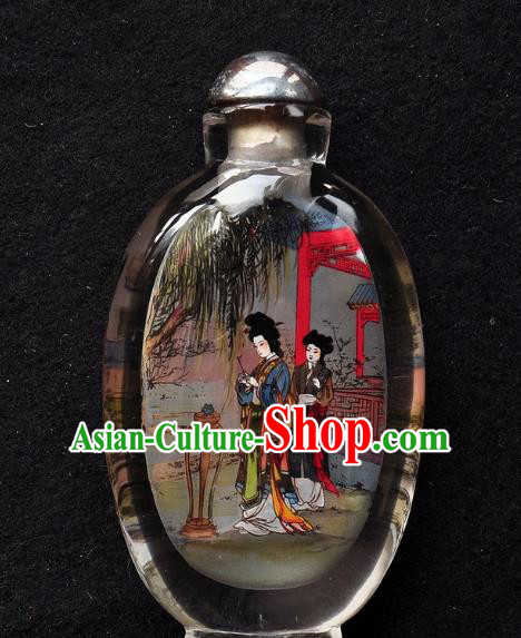 Chinese Handmade Character Snuff Bottle Traditional Inside Painting Court Woman Snuff Bottles Artware