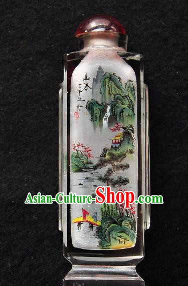 Chinese Handmade Scenery Snuff Bottle Traditional Inside Painting Landscape Snuff Bottles Artware