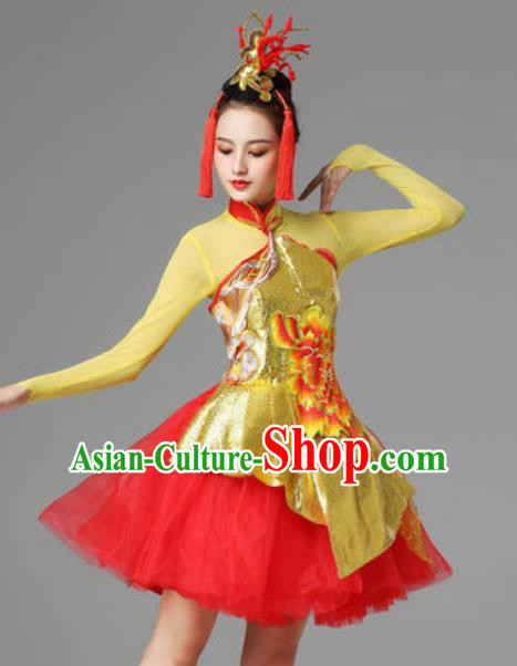 Traditional Chinese Folk Dance Dress Yangko Dance Stage Performance Costume for Women