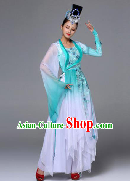 Traditional Chinese Classical Dance Green Outfits Fan Dance Dress Umbrella Dance Stage Performance Costume for Women