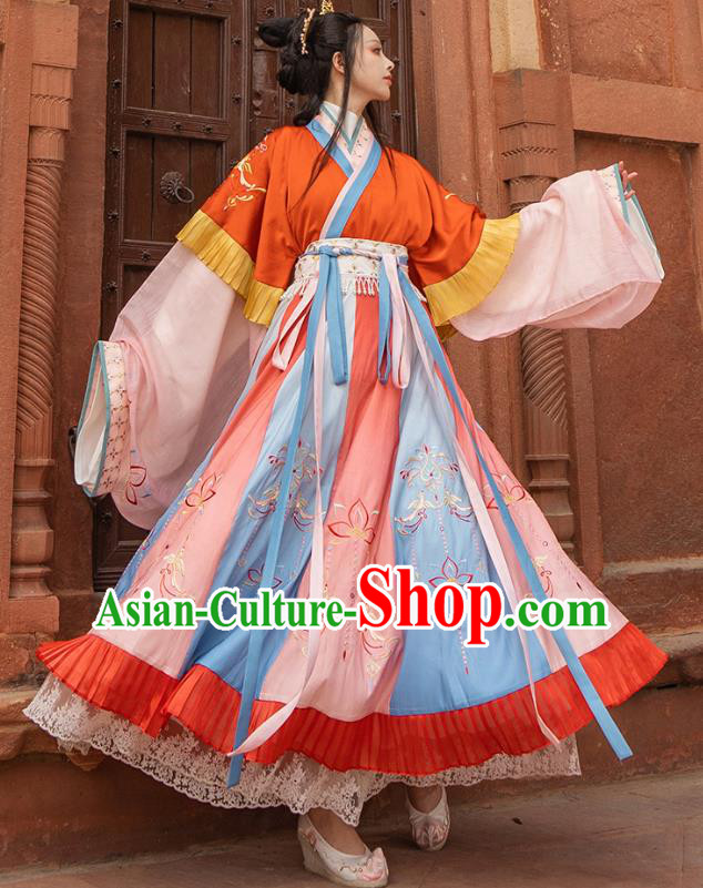 Traditional Chinese Jin Dynasty Royal Princess Hanfu Dress Apparels Ancient Goddess Historical Costumes Full Set for Women