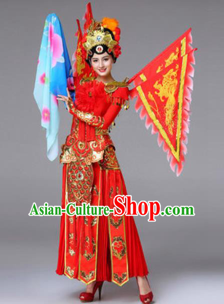 Traditional Chinese Peking Opera Dance Red Outfits Classical Dance Dress Spring Festival Gala Dance Stage Performance Costume for Women