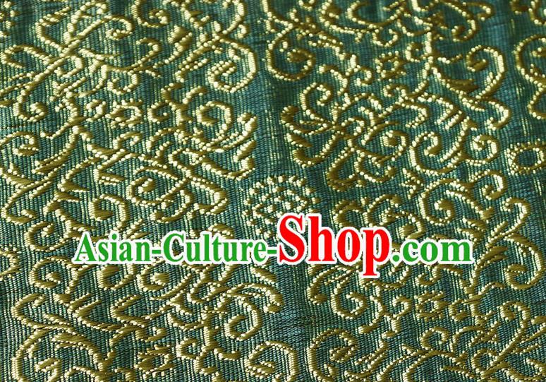 Chinese Traditional Scroll Grass Pattern Design Green Brocade Fabric Tapestry Cloth Asian Silk Material