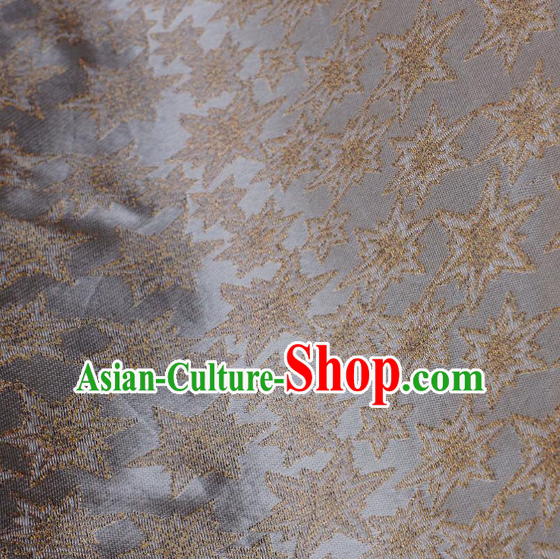 Chinese Traditional Grass Pattern Design Light Grey Brocade Fabric Tapestry Cloth Asian Silk Material