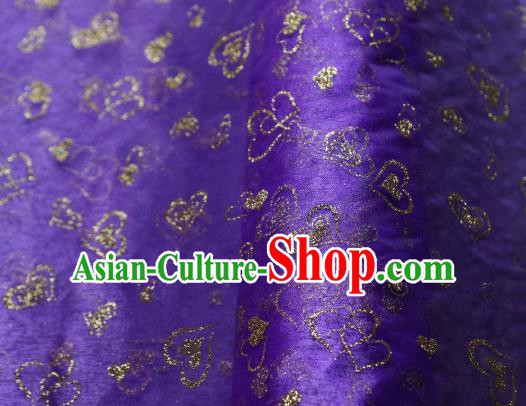 Chinese Traditional Heart Shape Pattern Design Purple Veil Fabric Grenadine Cloth Asian Gauze Material