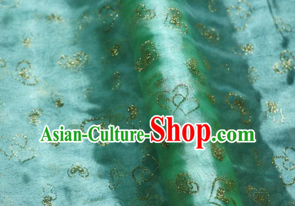 Chinese Traditional Heart Shape Pattern Design Light Green Veil Fabric Grenadine Cloth Asian Gauze Material