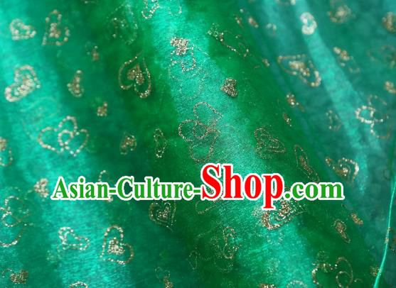 Chinese Traditional Heart Shape Pattern Design Green Veil Fabric Grenadine Cloth Asian Gauze Material