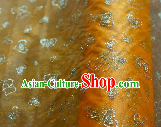 Chinese Traditional Heart Shape Pattern Design Orange Veil Fabric Grenadine Cloth Asian Gauze Material