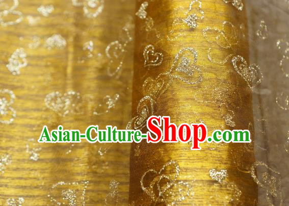 Chinese Traditional Heart Shape Pattern Design Bright Golden Veil Fabric Grenadine Cloth Asian Gauze Material