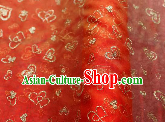 Chinese Traditional Heart Shape Pattern Design Red Veil Fabric Grenadine Cloth Asian Gauze Material