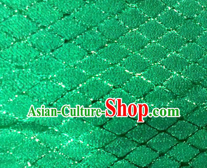 Chinese Traditional Argyle Pattern Design Green Brocade Fabric Tapestry Cloth Asian Silk Satin Material