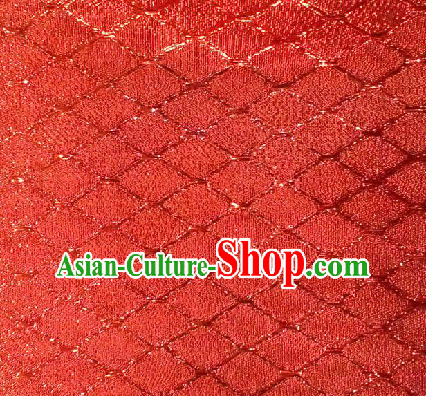 Chinese Traditional Argyle Pattern Design Red Brocade Fabric Tapestry Cloth Asian Silk Satin Material